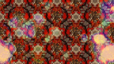 Raster illüstrasyonundaki çiçek desenli çizim. Kahverengi renkte çiçekler.