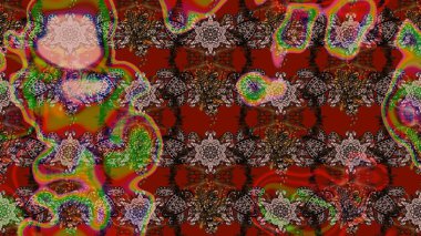 Kahverengi renkli etnik çiçeklerin olduğu zarif bir eskiz modeli. Raster Çiçek İllüstrasyon Şirin Tekstil.