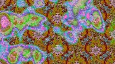 Küçük yeşil çiçeklerle oldukça eski bir besin torbası deseni. Tekstil, kumaş, kapaklar, duvar kağıtları, baskı, paket, koleksiyon defteri, örgü, dekupaj için çiçek arkaplanı..