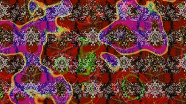 Eskiz klasiği. Raster Şirin kumaş deseni. Renkli Bahar Teması eskiz kalıbı. Düz Çiçek Elementleri Tasarımı.