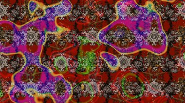 Eskiz klasiği. Raster Şirin kumaş deseni. Renkli Bahar Teması eskiz kalıbı. Düz Çiçek Elementleri Tasarımı.