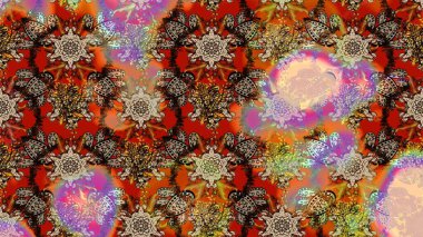 Eskiz klasiği. Raster Şirin kumaş deseni. Renkli Bahar Teması eskiz kalıbı. Düz Çiçek Elementleri Tasarımı.