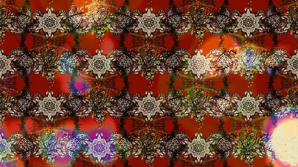 Kızılderili desenli desenli desenli şal deseni. Etnik Mandala süsü. Raster Henna dövme stili. Tekstil, tebrik kartı, boyama kitabı, telefon kılıfı baskısı için kullanılabilir.