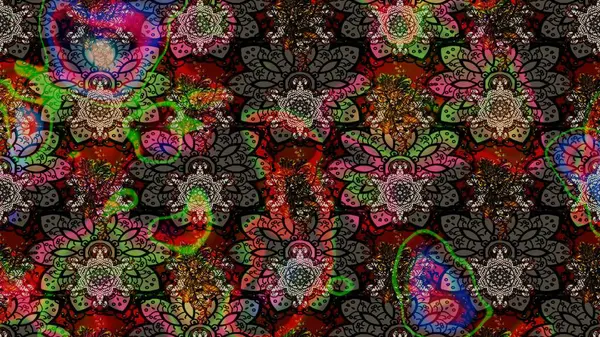 Çiçekli eskiz deseni. Suluboya çizimi. El çizimi. Siyah renkte çiçekler.