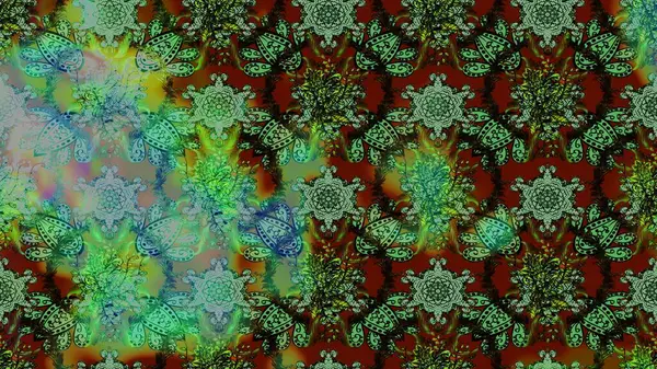 Raster çiçek desenli çiçek deseni, yapraklar, dekoratif elementler, sıçrama, lekeler, el çizimi kontur çizgileri ve Doodle çizim stili, grafik raster çizim çizimi.