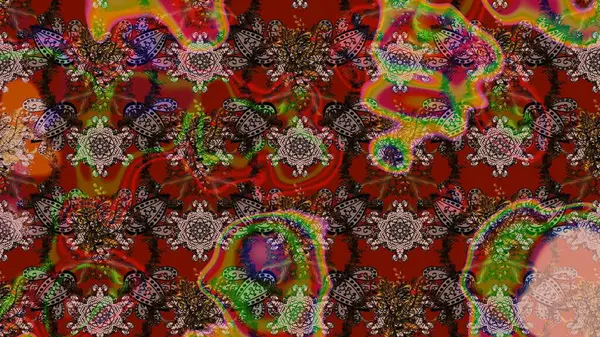 Tropik çiçek desenleri. Raster illüstrasyonu. Kahverengi renkte çiçekler.