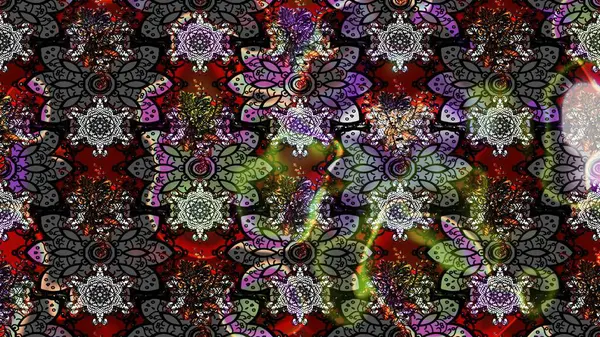 Raster illüstrasyonundaki çiçek desenli çizim. Gri renkli çiçekler. Renkli Yaz Temalı eskiz kalıbı. Düz Çiçek Elementleri Tasarımı.