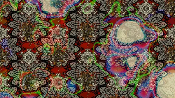 Çiçek deseni. Gri renkli çiçek çizimi. Şatafatlı bahar bahçesi dokusu. Raster illüstrasyonu. Gri renkli çiçekler.