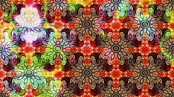 Oldukça eski bir besin torbası deseni, küçük kırmızı renkte, çiçekler. Millefleur 'lar. Tekstil, kumaş, kapaklar, duvar kağıtları, baskı, paket, koleksiyon defteri, örgü, dekupaj için çiçek arkaplanı..