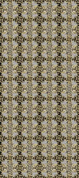 Damask arkaplanı. Altın çiçekli, pürüzsüz desen. Gri, bej ve kahverengi renklerde altın bir element. Barok tarzında altın çiçekli süs..