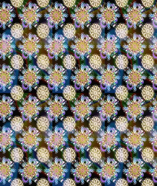 Moda baskıları için zarif bir şablon. Halk tarzı. Modern çiçek arkaplanı. Rengarenk çiçekleri ve yaprakları tarafsız ve mavi renklerde inanılmaz bir çiçek deseni var..