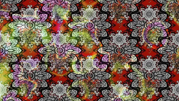 Nakış desenli çiçek deseni. Renkli grunge soyut arkaplanı kologri çiçeklerle süslüyor. İzler, kumaş, duvar kağıtları, tekstil için raster dokusu.