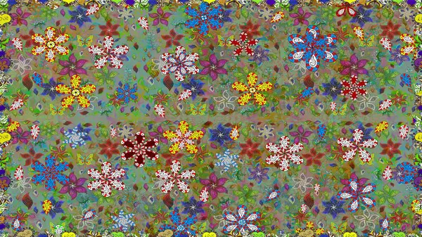 Beautiful fabric pattern. On green and neutral colors. Seamless Floral Pattern in Raster illustration. Raster illustration.