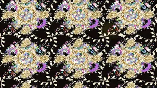 Kabile sanatı boho baskısı, klasik çiçek arkaplanı. Soyut etnik raster çizim kalıbı. Arkaplan dokusu, duvar kağıdı, siyah renkli çiçek teması.