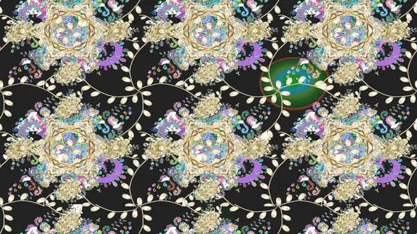 Küçük çiçekli şirin bir desen. Çiçek ve yapraklı çiçek deseni. Raster illüstrasyonu.