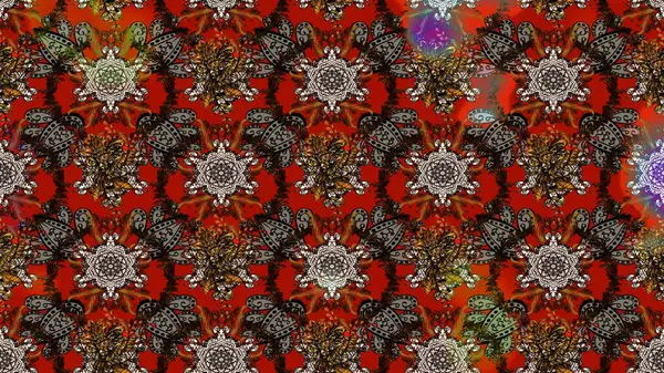 Soyut çiçek çizim kalıbı arka planı. Raster deseni. Raster illüstrasyonu. Kahverengi renklerde. Küçük çiçekte sevimli çiçek deseni var..