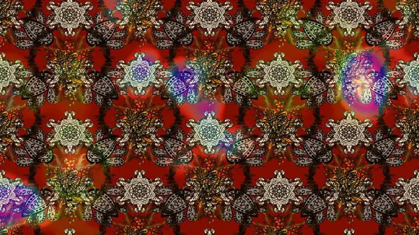 Raster illüstrasyonundaki çiçek desenli çizim. Suluboya tarzında kahverengi renkte çiçekler.