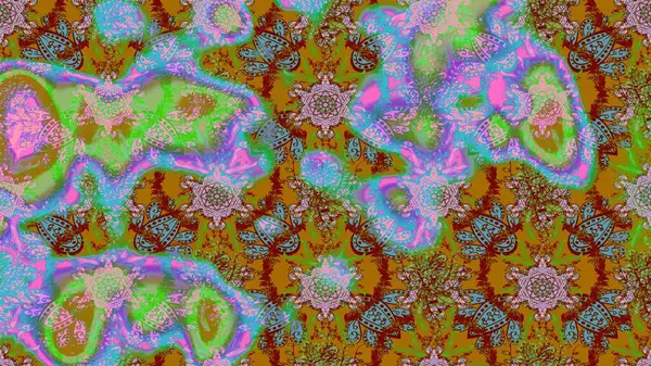 Küçük yeşil çiçeklerle oldukça eski bir besin torbası deseni. Tekstil, kumaş, kapaklar, duvar kağıtları, baskı, paket, koleksiyon defteri, örgü, dekupaj için çiçek arkaplanı..