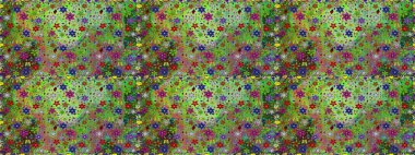 Renkli Bahar Temalı Kusursuz Arkaplan. Düz Çiçek Elementleri Tasarımı. Raster..