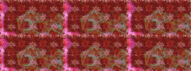 Raster. Kırmızı renkte güzel çiçekler, suluboya desenli, duvar kağıdı, kart ya da kumaş için fayanslı, pürüzsüz desen..