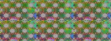 Yeşil renkli çiçekler. Renkli Yaz Temalı Kusursuz Arkaplan. Sevimli çiçek raster deseni. Düz Çiçek Elementleri Tasarımı.