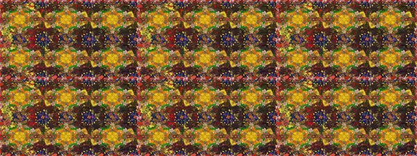 Çocuksu tasarım. El çizimi çiçekli, pürüzsüz bir desen. Tekstil, kumaş, ambalaj, hatıra defteri için hoş bir çiçek arkaplanı. Kahverengi ve sarı arkaplanda.