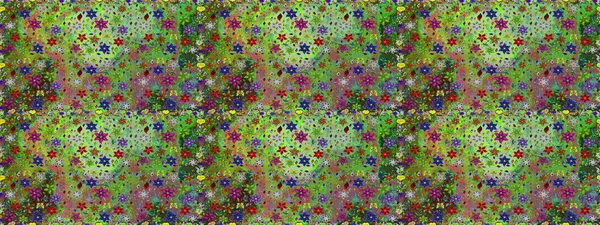 Renkli Bahar Temalı Kusursuz Arkaplan. Düz Çiçek Elementleri Tasarımı. Raster..