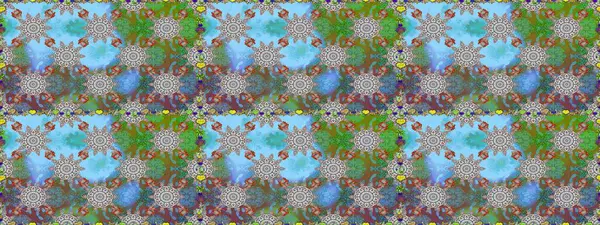 Kusursuz süs izi. Sınır Kızılderili çiçekli paisley patten. Etnik Mandala havlusu. Raster Henna tarzı. Tebrik kartı arkaplanı, boyama kitabı, arkaplan, tekstil için kullanılabilir.