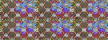 Kahverengi ve gri renkli çiçekler. Raster illüstrasyonunda kusursuz çiçek deseni. Renkli Bahar Temalı Kusursuz Arkaplan. Düz Çiçek Elementleri Tasarımı.