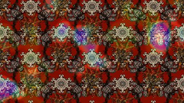 Raster illüstrasyonundaki çiçek desenli çizim. Suluboya tarzında kahverengi renkte çiçekler.