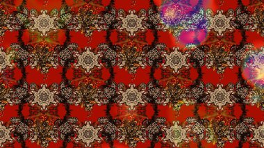 Raster illüstrasyonundaki çiçek desenli çizim. Suluboya tarzında kahverengi renkte çiçekler.