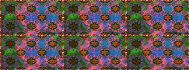 Raster suluboya çiçek deseni, narin çiçekler, yeşil ve kahverengi çiçekler, tebrik kartı şablonu. Güzel kumaş deseni.