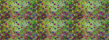 Renkli Bahar Temalı Kusursuz Arkaplan. Düz Çiçek Elementleri Tasarımı. Raster..