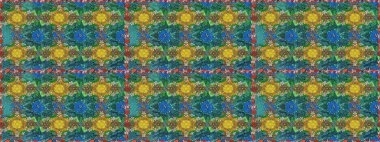 Soyut etnik raster kusursuz desen. Kabile sanatı boho baskısı, klasik çiçek arkaplanı. Arkaplan dokusu, duvar kağıdı, yeşil renkli çiçek teması.