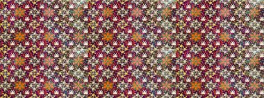 Raster Çiçek İllüstrasyonu 'nun şirin tekstili. Kahverengi ve bej renkli etnik çiçeklerle zarif bir eskiz deseni..