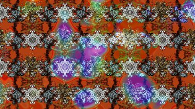 Raster çiçek desenleri çiziyor. Vadinin çiçekleri kahverengi renklerde.