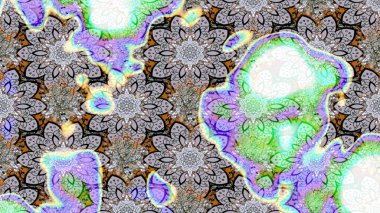 Tarafsız renklerde parlak çiçekli halı eşkali..