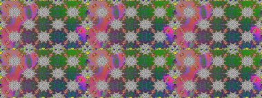 Raster illüstrasyonu. Asya tekstil tarzında. Raster illüstrasyonu. Gri ve yeşil renkli çiçekler. Kusursuz çiçek deseni.