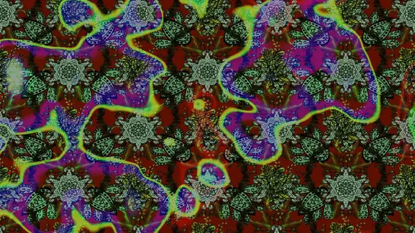 Suluboya çiçekli çiçek deseni. Raster illüstrasyonu. Yeşil renkte güzel tekstil.