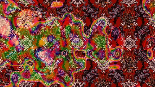 Kahverengi üzerine çiçekler. Eskiz arkaplan modeli. Suluboya, elle çizilmiş. Raster stoku.