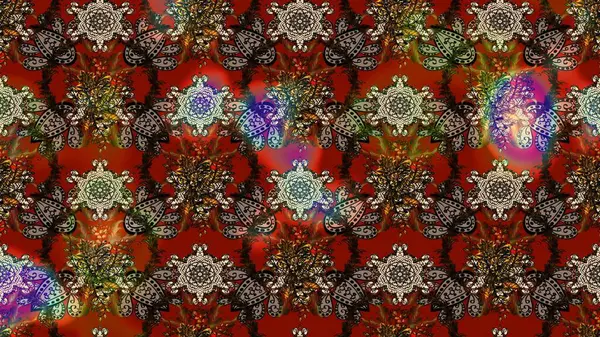 Raster illüstrasyonundaki çiçek desenli çizim. Suluboya tarzında kahverengi renkte çiçekler.