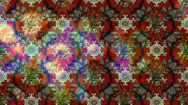 El çizimi çiçek çizimi deseni (fayans). Şirin çiçekli, desenli, kahverengi renkli bir eskiz deseni. Tekstil için suluboya çizim deseni.