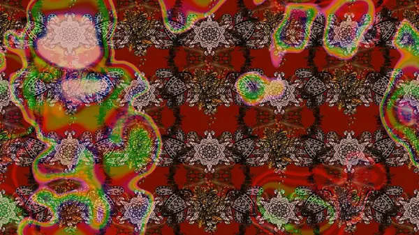 Kahverengi renkli etnik çiçeklerin olduğu zarif bir eskiz modeli. Raster Çiçek İllüstrasyon Şirin Tekstil.