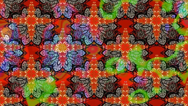 Raster illüstrasyonundaki çiçek desenli çizim. Kırmızı renkte çiçekler.