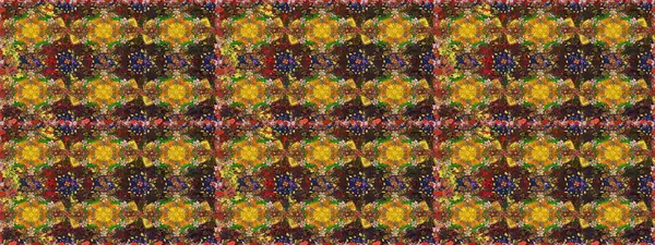 Çocuksu tasarım. El çizimi çiçekli, pürüzsüz bir desen. Tekstil, kumaş, ambalaj, hatıra defteri için hoş bir çiçek arkaplanı. Kahverengi ve sarı arkaplanda.