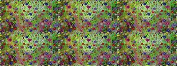 Renkli Bahar Temalı Kusursuz Arkaplan. Düz Çiçek Elementleri Tasarımı. Raster..