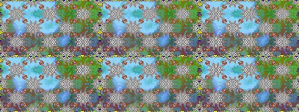 Kusursuz süs izi. Sınır Kızılderili çiçekli paisley patten. Etnik Mandala havlusu. Raster Henna tarzı. Tebrik kartı arkaplanı, boyama kitabı, arkaplan, tekstil için kullanılabilir.