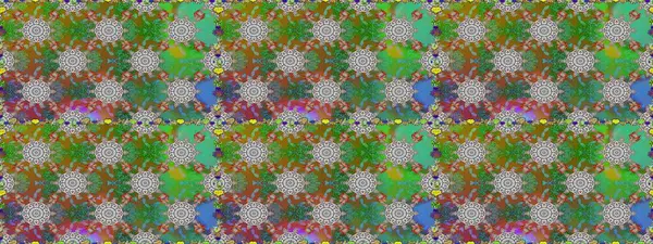 Yeşil renkli çiçekler. Renkli Yaz Temalı Kusursuz Arkaplan. Sevimli çiçek raster deseni. Düz Çiçek Elementleri Tasarımı.