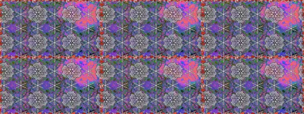 Raster deseni. Bahar çiçekleri dallı desen, mor ve gri renkler çiçekli siluet.