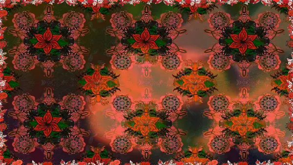 Davetiye ve kartpostal tasarımı için dekoratif çiçek unsurları. Tekstil için figür. Poster ya da kapak için arka plan. Yapraklı kusursuz desen. Sevimli zarif çiçekler Raster illüstrasyonu.